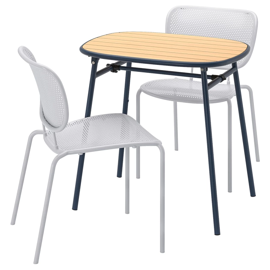 Стол + 2 стула - DUVSKÄR / DUVSKАR IKEA/ ДУВСКЕР ИКЕА, 76х74х63 см, белый /черный/под беленый дуб (изображение №1)