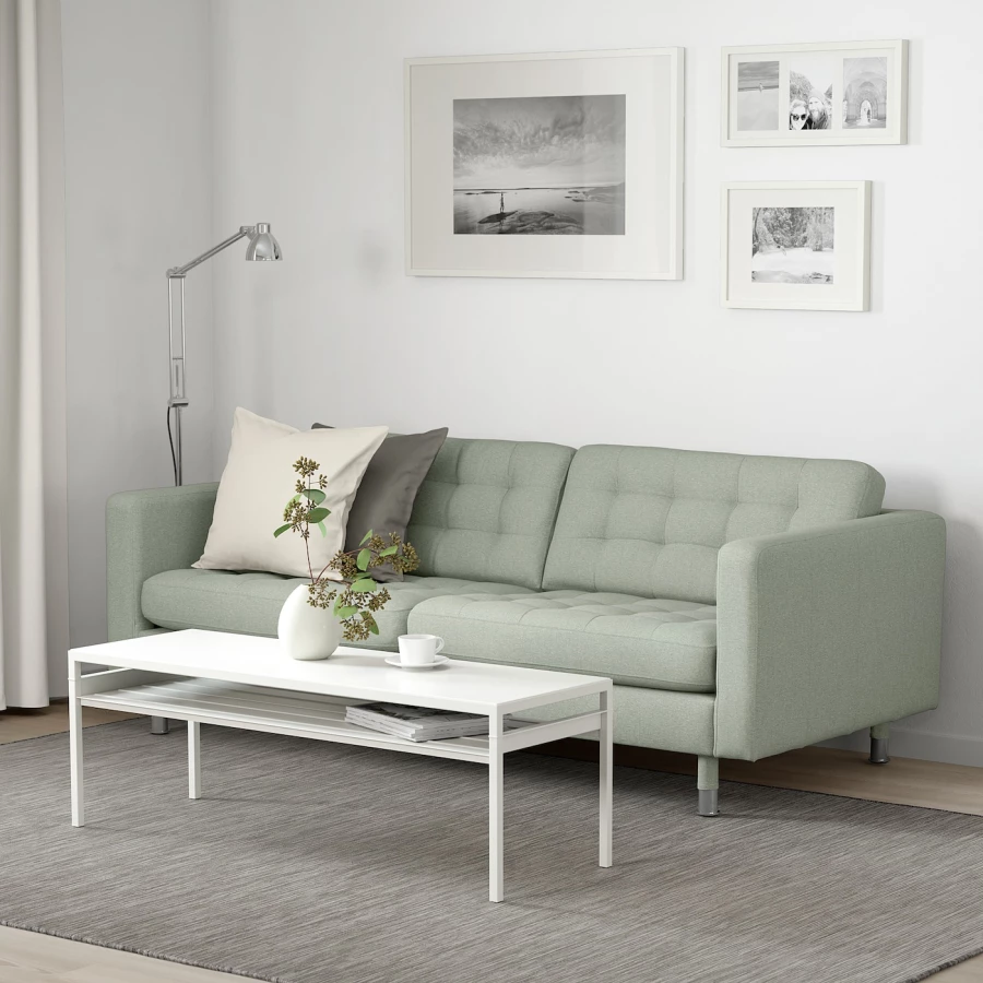 3-местный диван - IKEA LANDSKRONA, 78x89x204см, серый/светло-серый, ЛАНДСКРОНА ИКЕА (изображение №2)