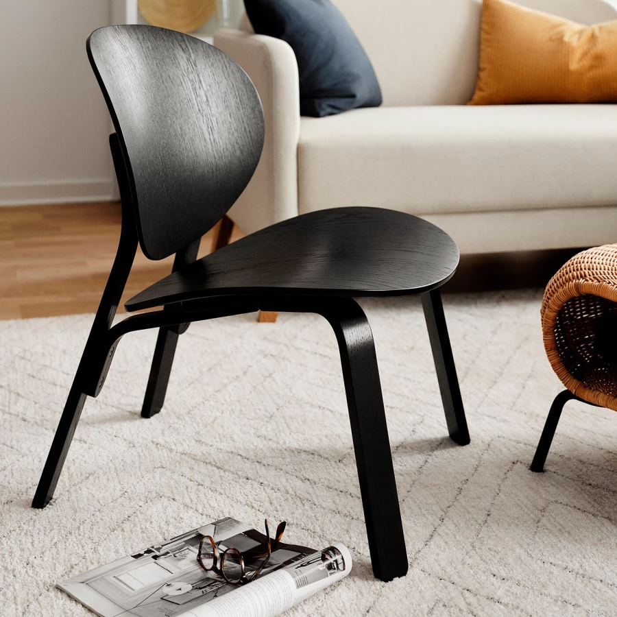 Деревянный стул - FRÖSET IKEA/ФРЕСЕТ ИКЕА, 57х59х74 см, чёрный (изображение №4)