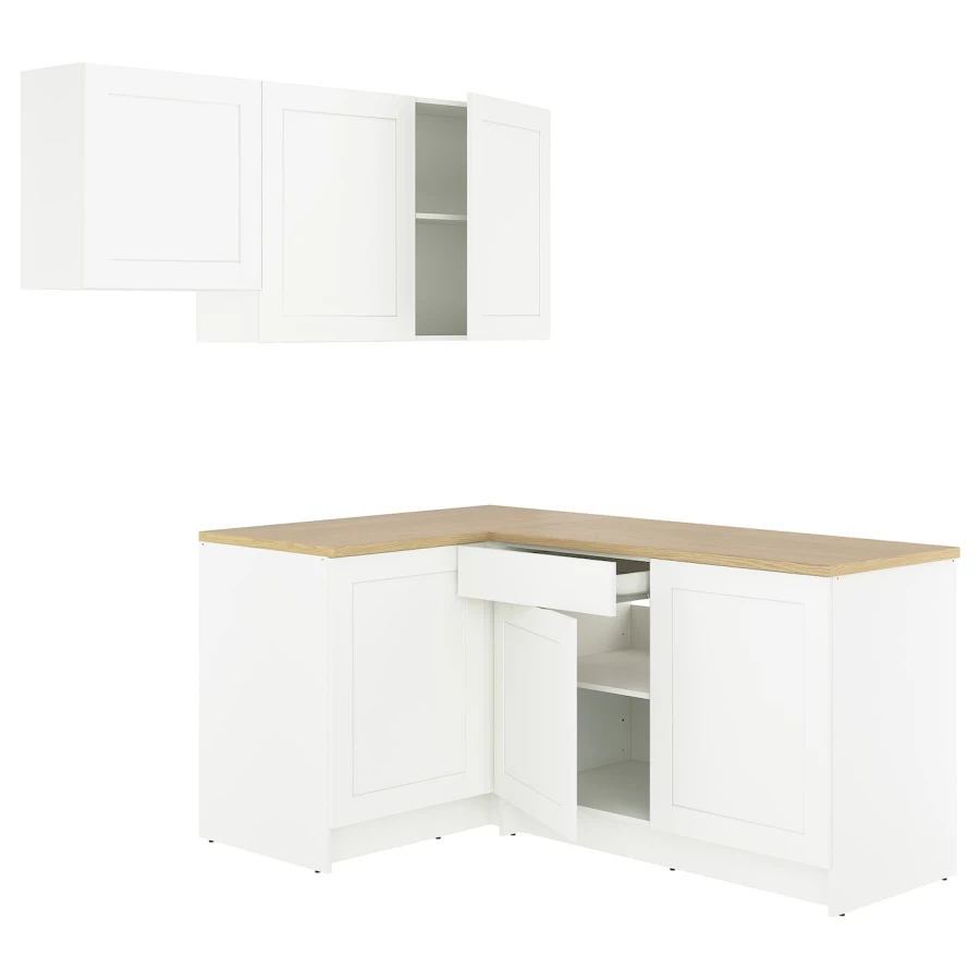 Комбинация кухонная угловая -  KNOXHULT IKEA/ КНОКСХУЛЬТ ИКЕА,, белый/под беленный дуб (изображение №1)