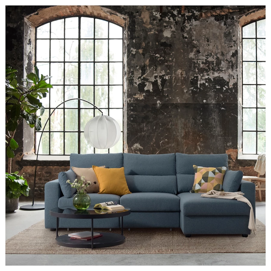 3-местный диван с шезлонгом - IKEA ESKILSTUNA,  100x162x268см, синий, ЭСКИЛЬСТУНА ИКЕА (изображение №6)