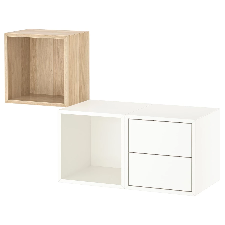 Комбинация навесных шкафов - IKEA EKET, 105x35x70 см, беленый дуб/белый, ЭКЕТ ИКЕА (изображение №1)