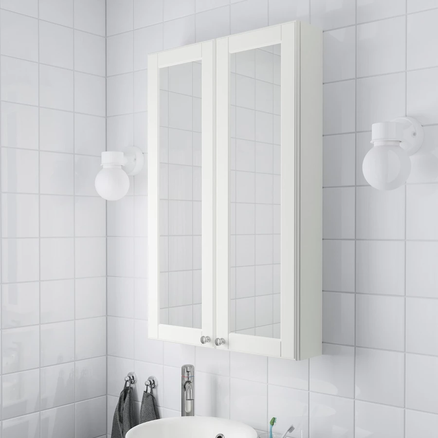 Шкафчик с зеркалом - GODMORGON IKEA/  ГОДМОРГОН ИКЕА, 60х96 см, белый (изображение №2)