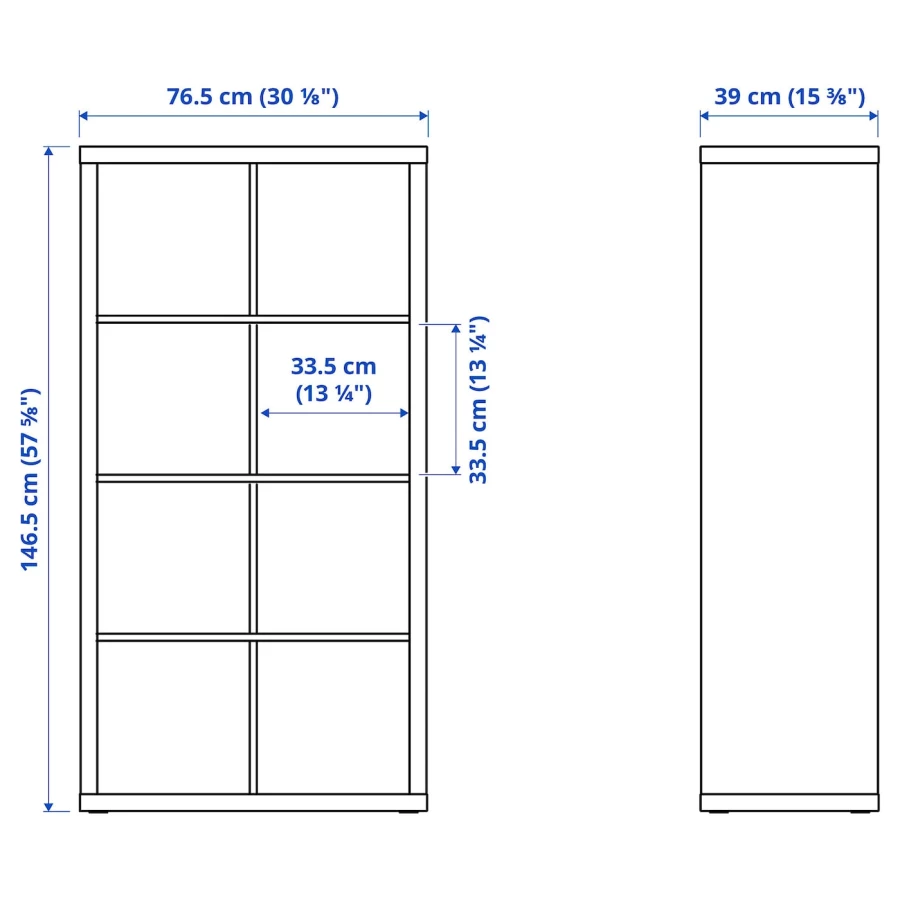 Книжный шкаф - IKEA KALLAX, 77х39х147 см, черно-коричневый, КАЛЛАКС ИКЕА (изображение №2)