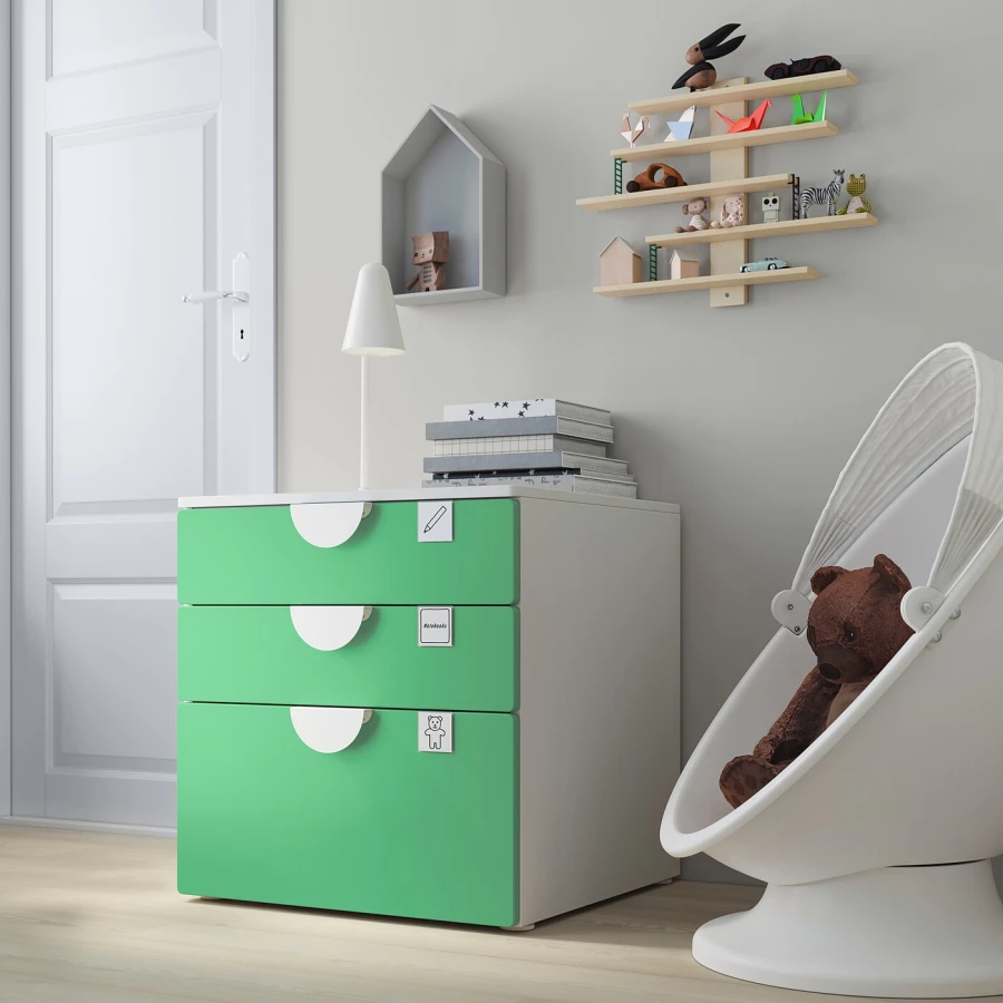 Шкаф - PLATSA/ SMÅSTAD / SMАSTAD  IKEA/ ПЛАТСА/СМОСТАД  ИКЕА, 60x55x63 см, белый/зеленый (изображение №2)