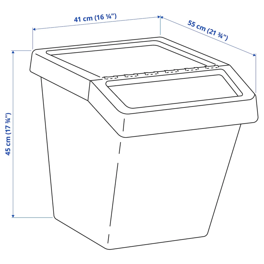 Урна для сортировки мусора - IKEA SORTERA, 45x55x41см, белый, СОРТЕРА ИКЕА (изображение №6)