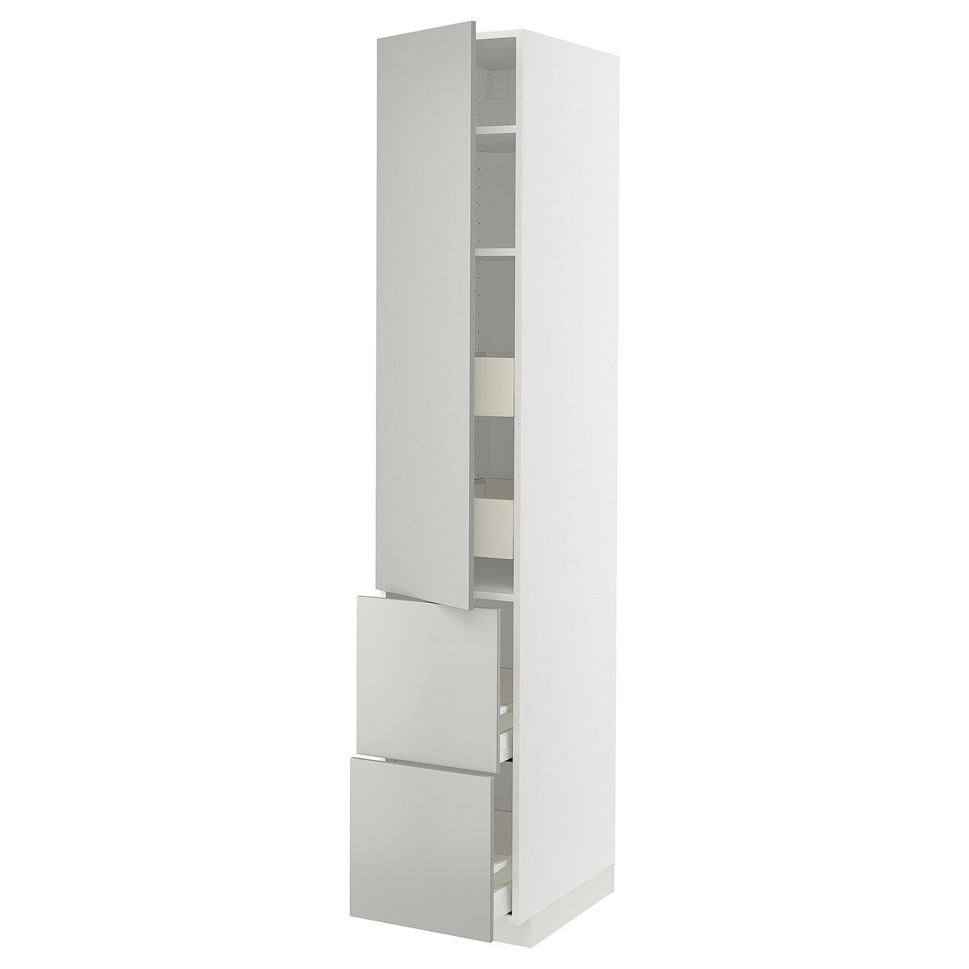 Высокий шкаф с ящиками - IKEA METOD/MAXIMERA/МЕТОД/МАКСИМЕРА ИКЕА, 220х60х40 см, белый/серый