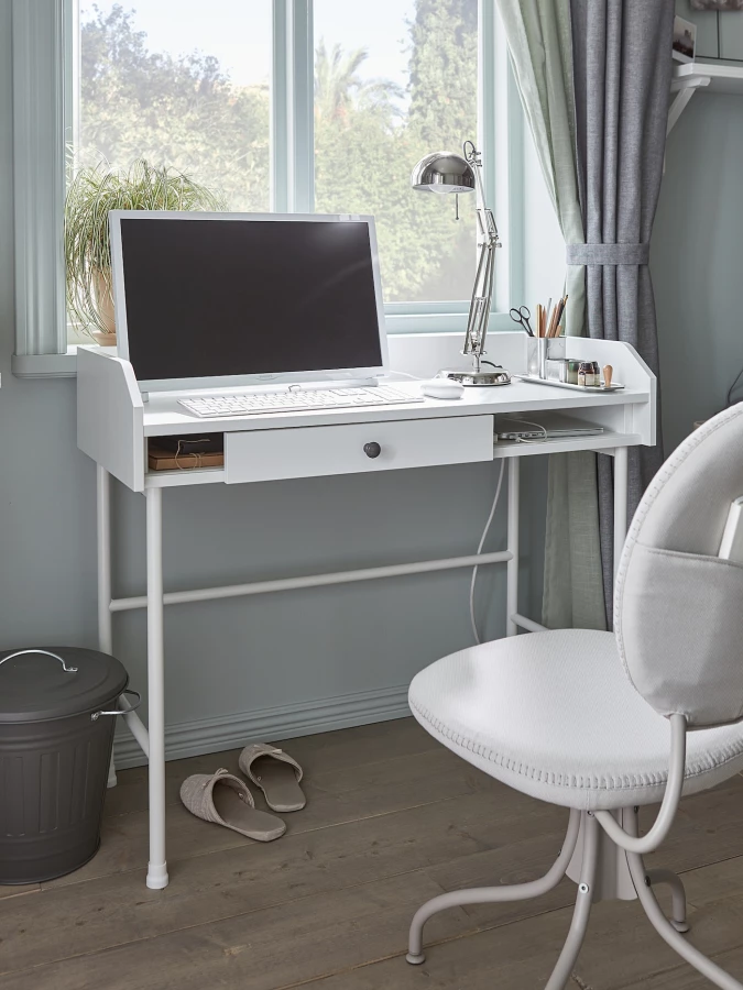 Письменный стол с ящиком - IKEA HAUGA, 100х45.3 см, белый, ХАУГА ИКЕА (изображение №5)