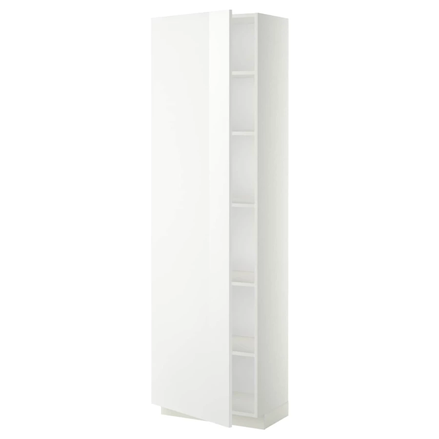Высокий кухонный шкаф с полками - IKEA METOD/МЕТОД ИКЕА, 200х37х60 см, белый глянцевый (изображение №1)