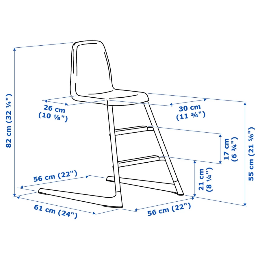 Стул детский - IKEA LANGUR/ ЛАНГУР ИКЕА, 82х56 см, белый (изображение №5)