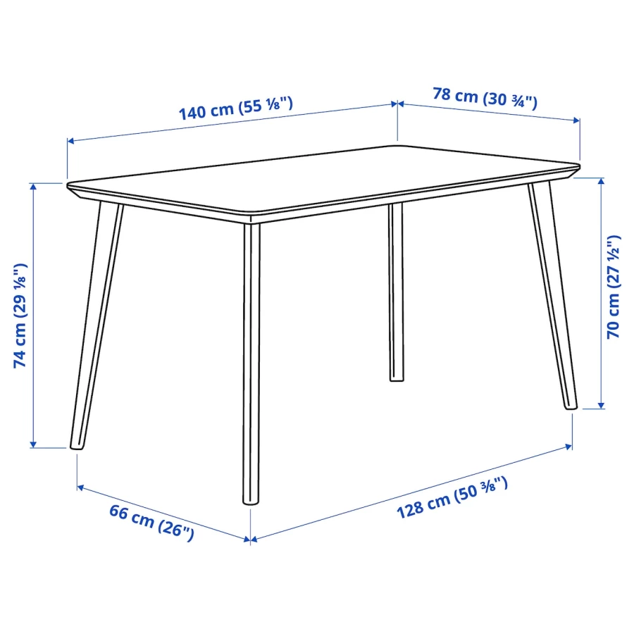 Стол и 4 стула - LISABO / LISABO IKEA/ ЛИСАБО ИКЕА, 140х78х74 см, черный/дерево (изображение №3)