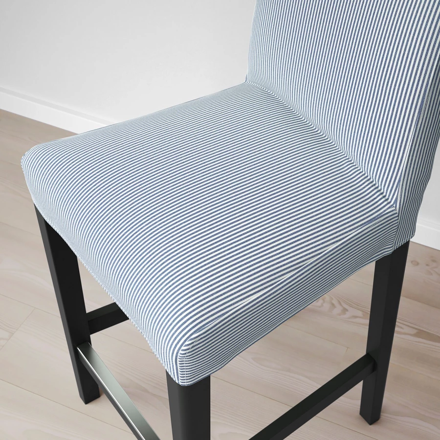 Барный стул со спинкой - BERGMUND IKEA/БЕРГМУНД ИКЕА, 97х45х48см, голубой (изображение №3)