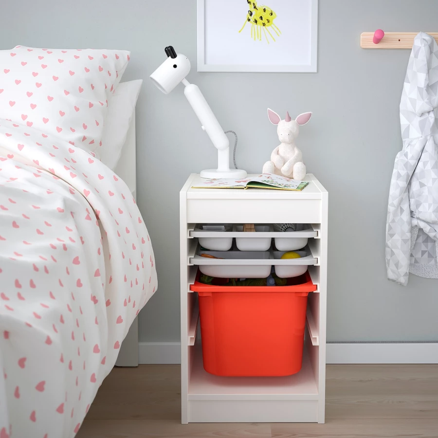 Стеллаж - IKEA TROFAST, 34х44х55 см, белый/серый/оранжевый, ТРУФАСТ ИКЕА (изображение №4)