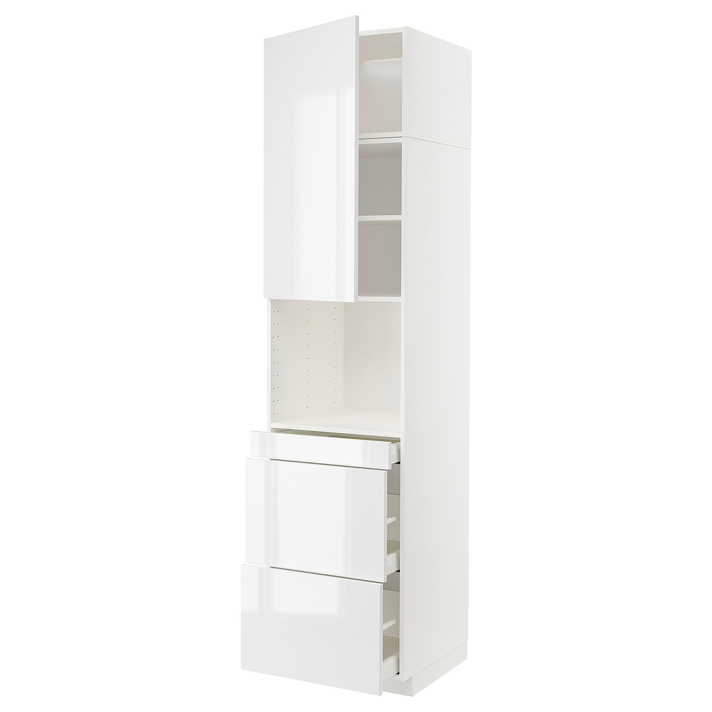 Высокий шкаф - IKEA METOD/MAXIMERA/МЕТОД/МАКСИМЕРА ИКЕА, 240х60х60 см, белый/глянцевый