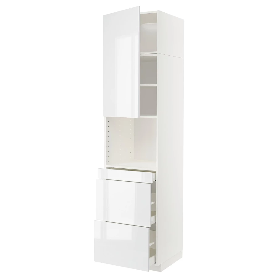 Высокий шкаф - IKEA METOD/MAXIMERA/МЕТОД/МАКСИМЕРА ИКЕА, 240х60х60 см, белый/глянцевый (изображение №1)