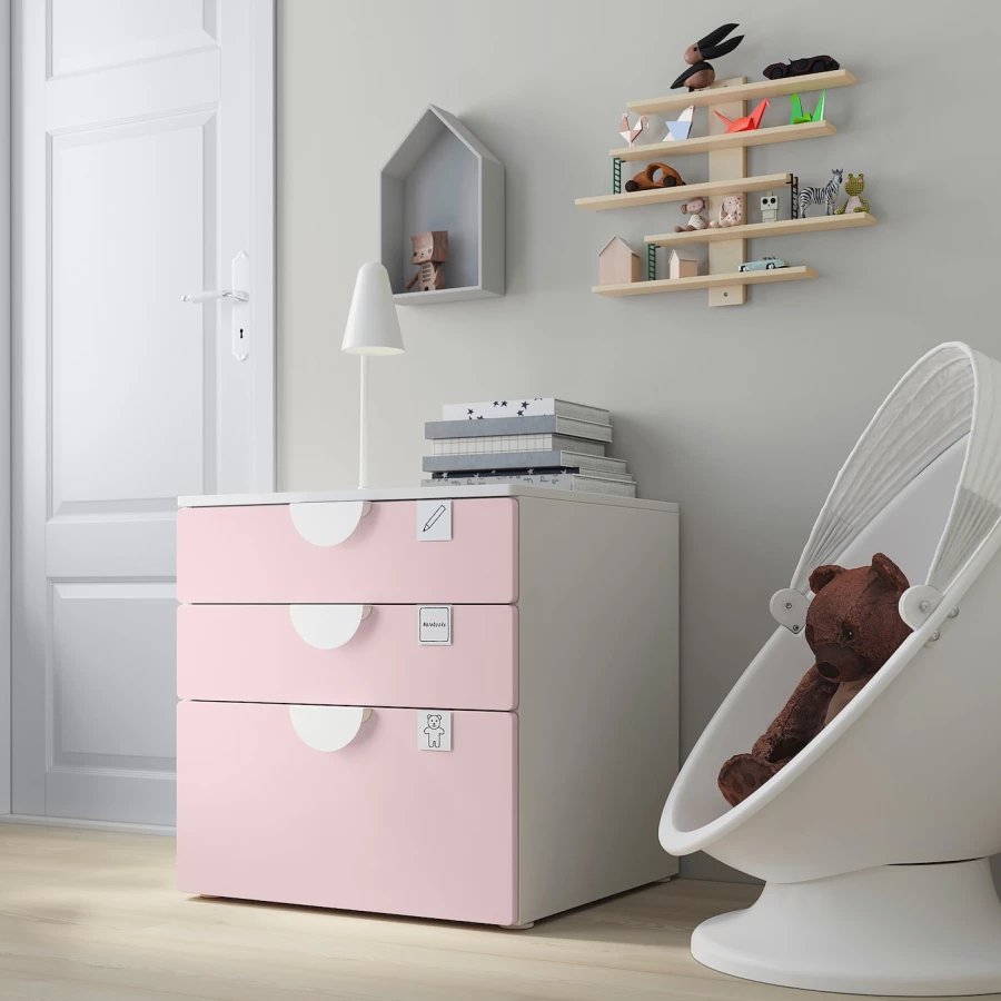 Комод детский - IKEA PLATSA/SMÅSTAD/SMASTAD, 60x55x63 см, белый/розовый, ИКЕА (изображение №2)