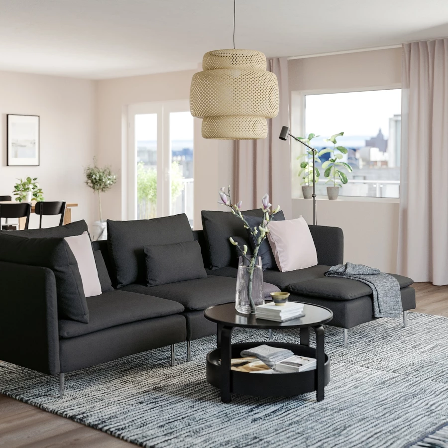 3-местный диван и шезлонг - IKEA SÖDERHAMN/SODERHAMN, 99x291см, черный, СЕДЕРХАМН ИКЕА (изображение №2)