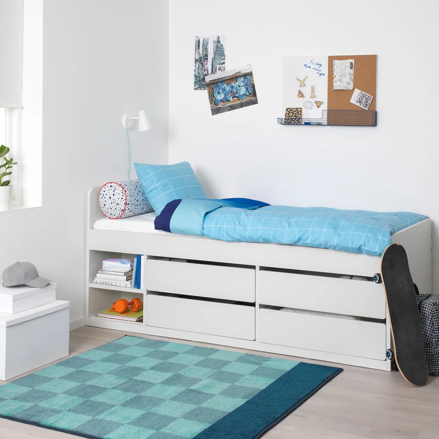 Каркас кровати - SLÄKT /SLАKT IKEA/ СЛЭКТ ИКЕА, 90x200 см, белый (изображение №6)