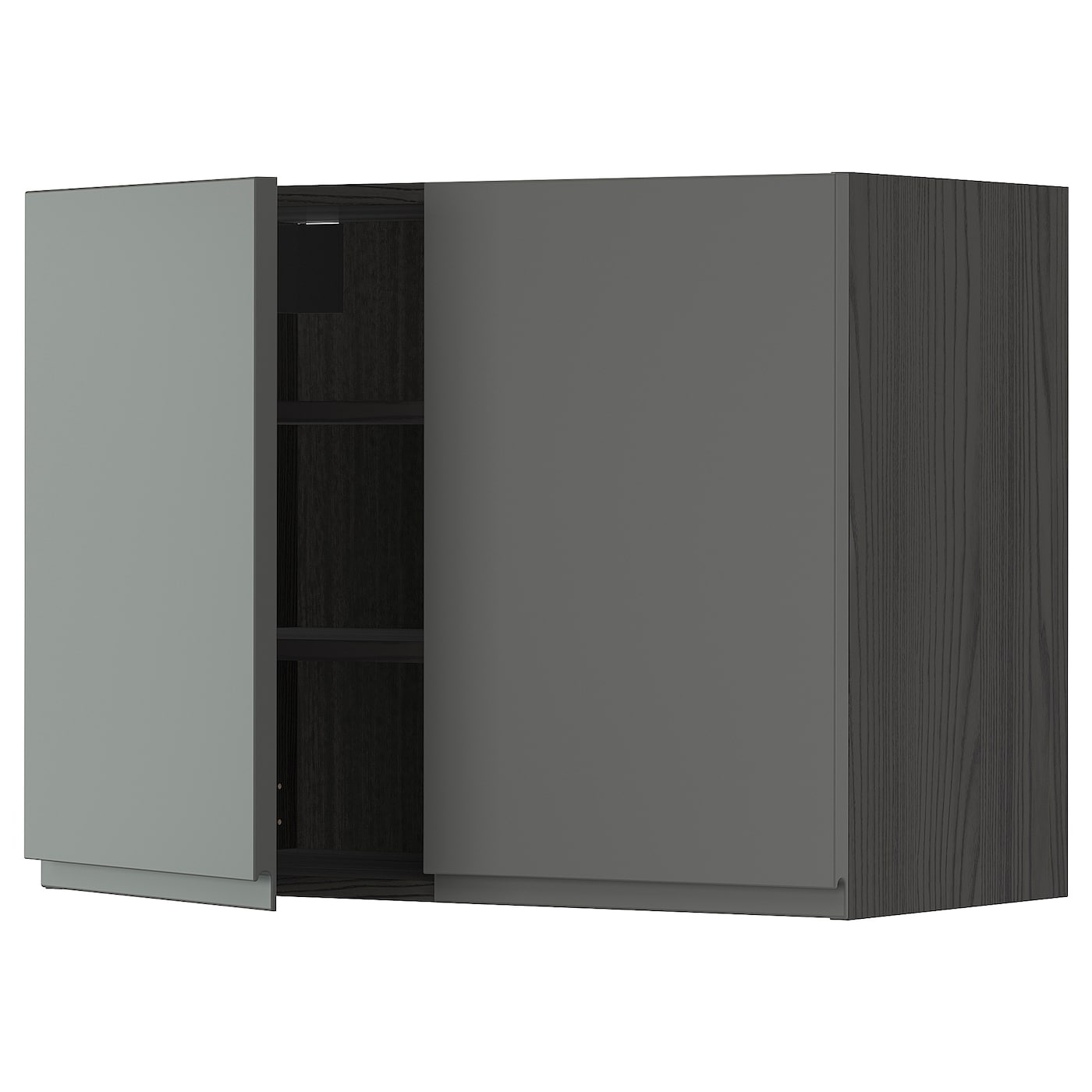 Навесной шкаф с полкой - METOD IKEA/ МЕТОД ИКЕА, 80х60 см, черный/серый