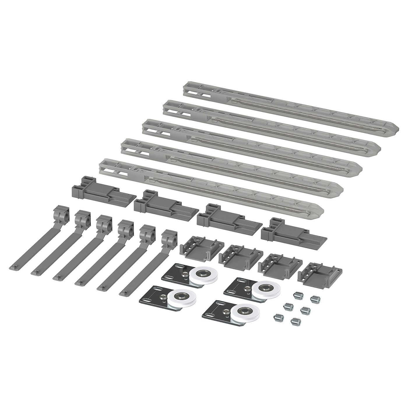 Комплект оборудования для тройной направляющей - SKYTTA IKEA/ СКЮТТА ИКЕА, 29 шт, серебрянный