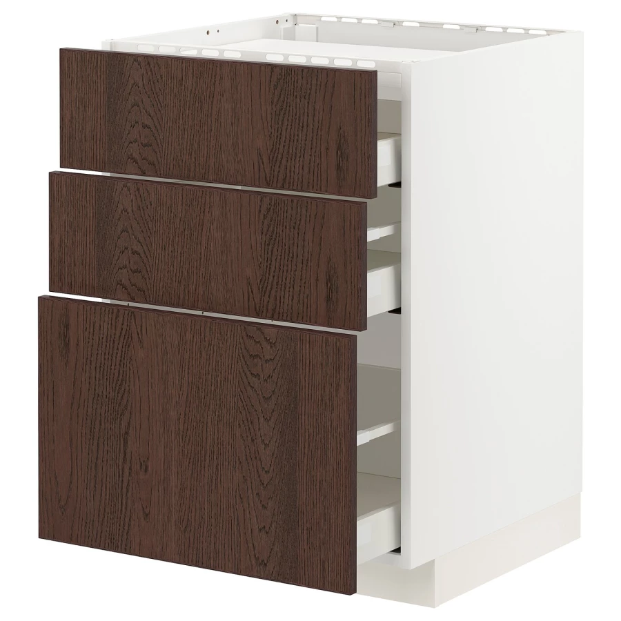 Напольный кухонный шкаф  - IKEA METOD MAXIMERA, 88x61,6x60см, белый/коричневый, МЕТОД МАКСИМЕРА ИКЕА (изображение №1)