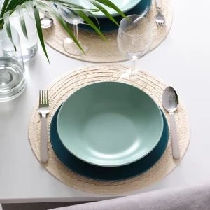 Второе фото. Набор тарелок, 4 шт. - IKEA FÄRGKLAR/FARGKLAR, 23 см, светло-бирюзовый, ФЭРГКЛАР ИКЕА