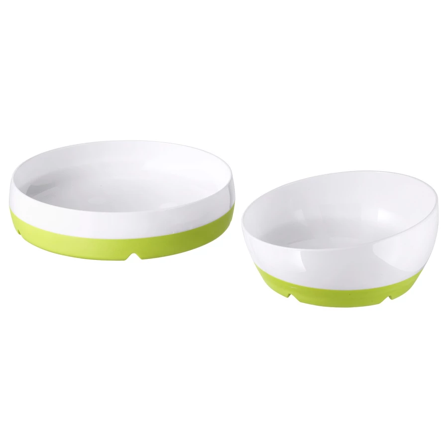Набор детских тарелок, 2 шт. - IKEA SMÅGLI/SMAGLI, белый/зеленый, СМЭГЛИ ИКЕА (изображение №1)