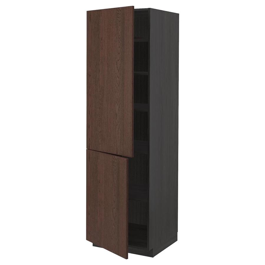 Высокий шкаф - IKEA METOD/МЕТОД ИКЕА, 200х60х60 см, черный/коричневый (изображение №1)