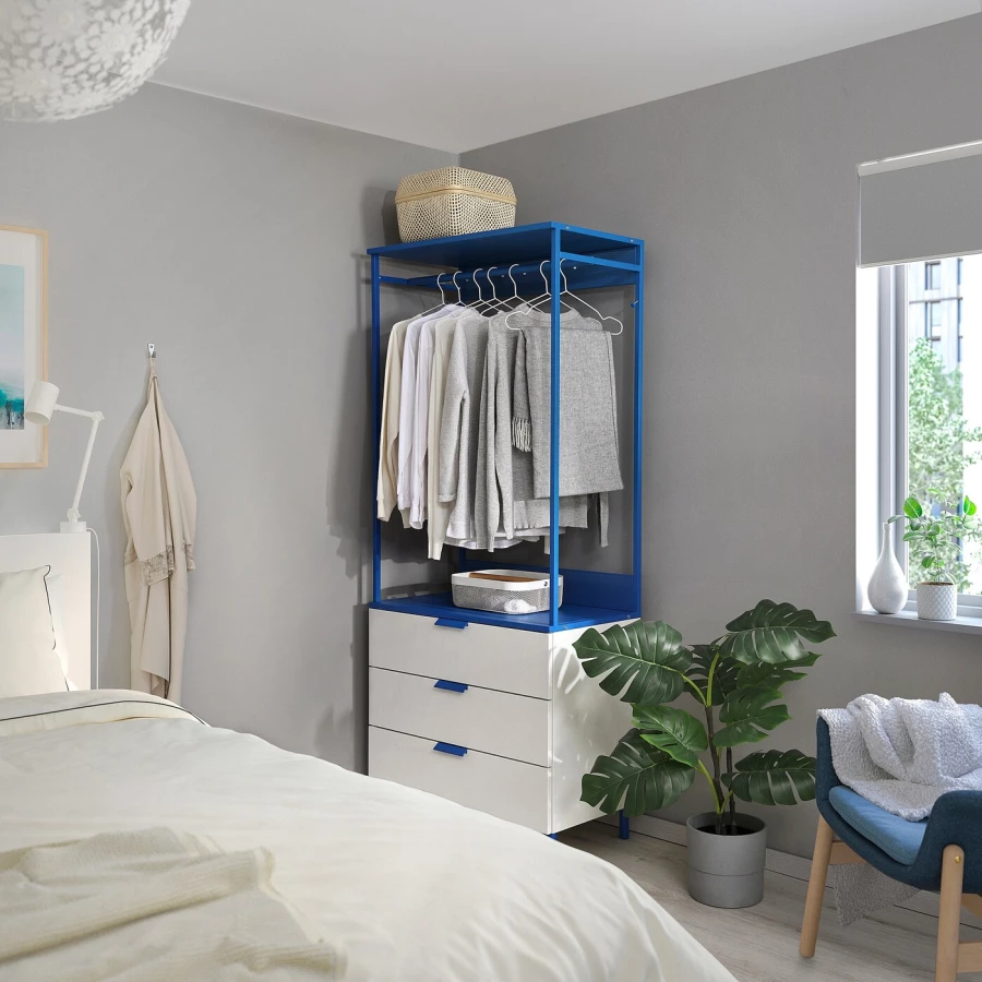 Комбинация для хранения - PLATSA  IKEA/ ПЛАТСА  ИКЕА, 191х80 см, белый/синий (изображение №3)