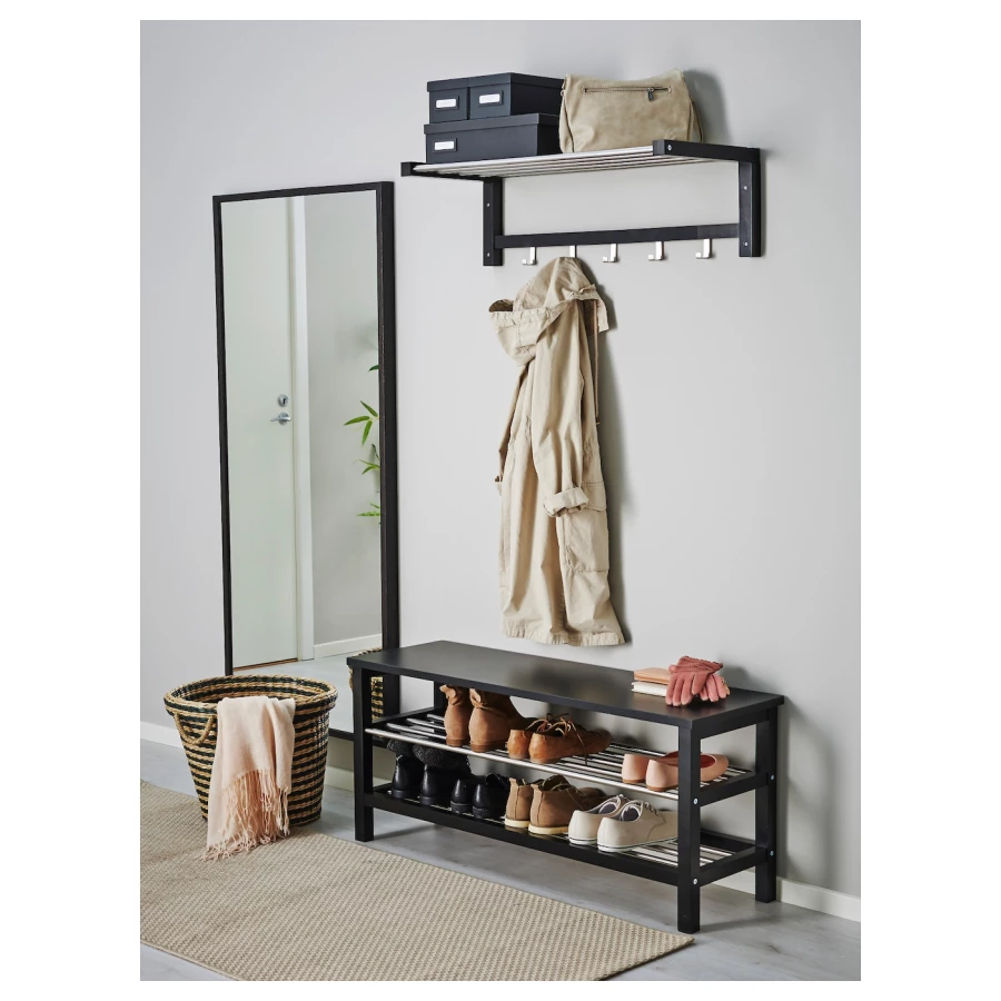 Скамейка с местом для обуви - TJUSIG IKEA/ЧУСИГ ИКЕА, 108x50 см, черный (изображение №4)
