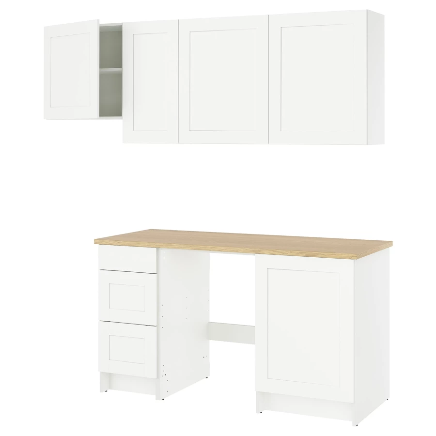 Комбинация кухонная прямая - KNOXHULT IKEA/ КНОКСХУЛЬТ ИКЕА,, белый/под беленный дуб (изображение №1)
