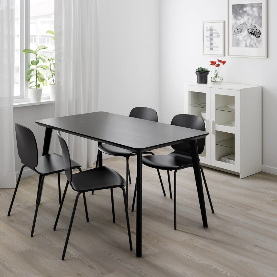 Кухонный стол - LISABO/IDOLF  IKEA/ ЛИСАБО/ИДОЛЬФ  ИКЕА, 140х78х74 см, черный (изображение №4)