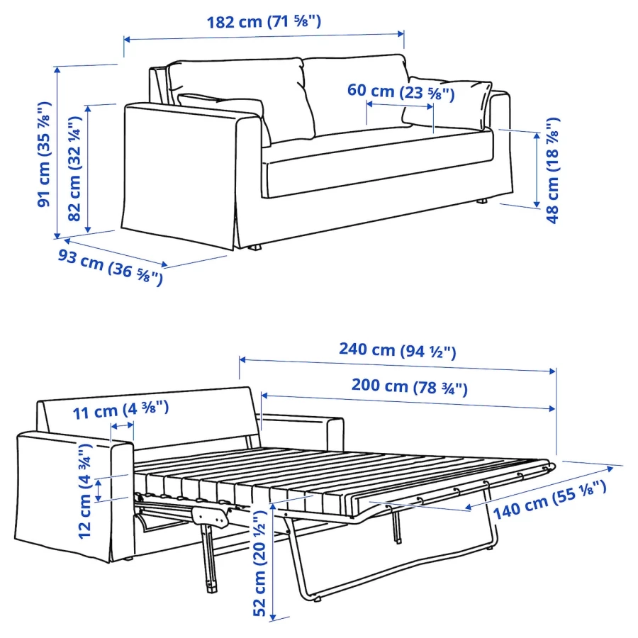 2-местный диван - IKEA HYLTARP, 93x182см, серый, ХИЛТАРП ИКЕА (изображение №7)
