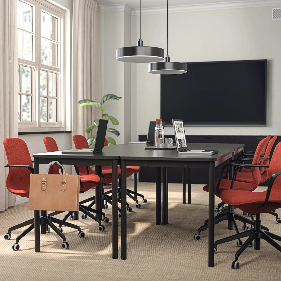 Офисный стул - IKEA LÅNGFJÄLL/LANGFJALL, 68x68x92см, красно-оранжевый, ЛОНГФЬЕЛЛЬ ИКЕА (изображение №2)