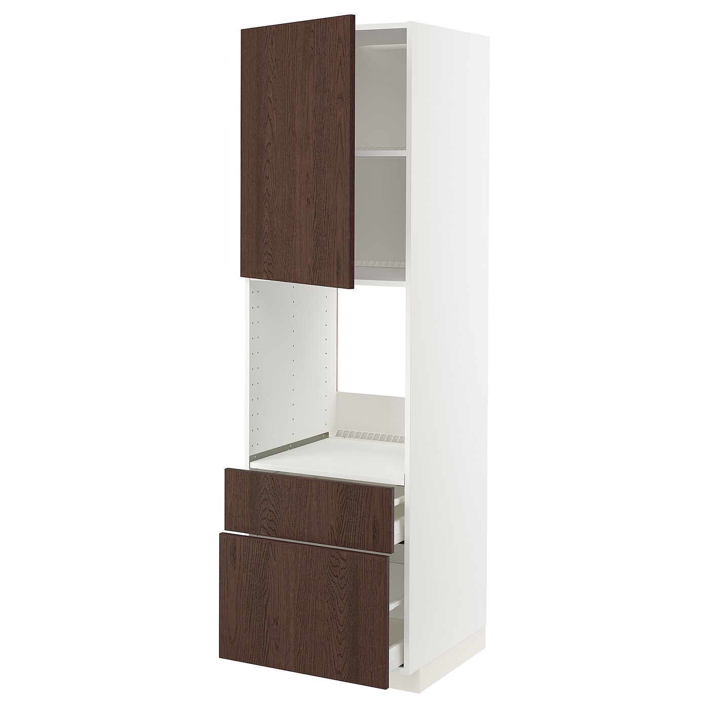 Высокий шкаф с ящиками - IKEA METOD/MAXIMERA/МЕТОД/МАКСИМЕРА ИКЕА, 200х60х60 см, белый/коричневый