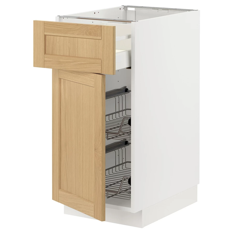 Напольный шкаф - METOD / MAXIMERA IKEA/ МЕТОД/ МАКСИМЕРА ИКЕА,  60х40 см, белый/под беленый дуб (изображение №1)