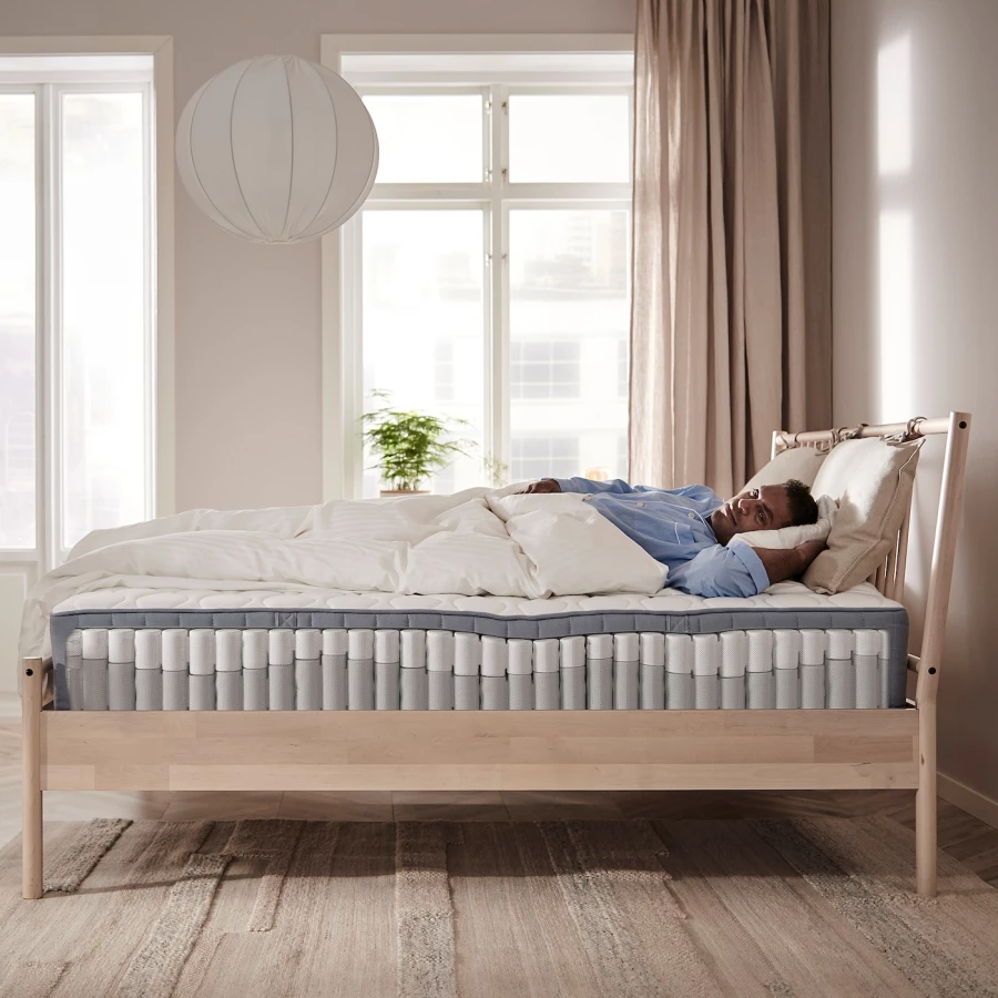 Каркас кровати с контейнером и матрасом - IKEA NORDLI, 200х90 см, матрас средне-жесткий, черный, НОРДЛИ ИКЕА (изображение №13)
