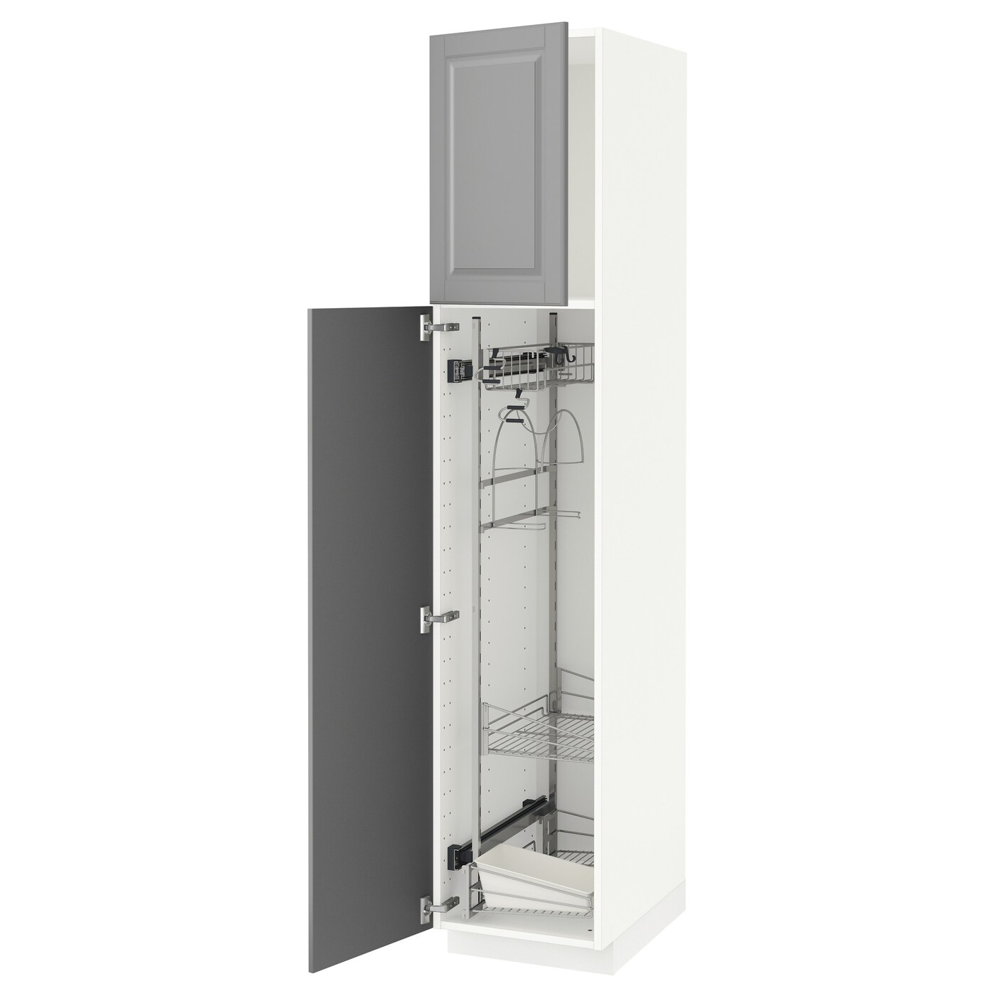 Высокий шкаф/бытовой - IKEA METOD/МЕТОД ИКЕА, 200х60х40 см, белый/серый