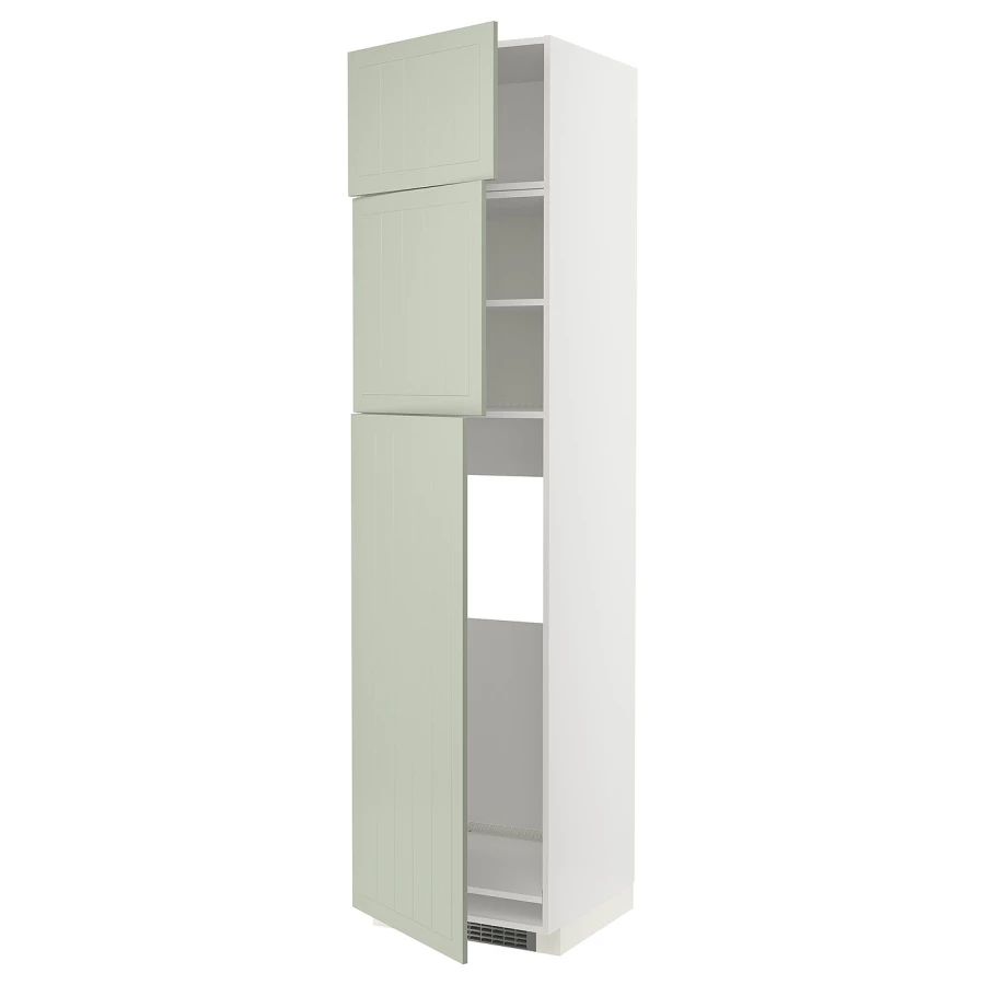 Высокий шкаф - IKEA METOD/МЕТОД ИКЕА, 240х60х60 см, белый/зеленый (изображение №1)