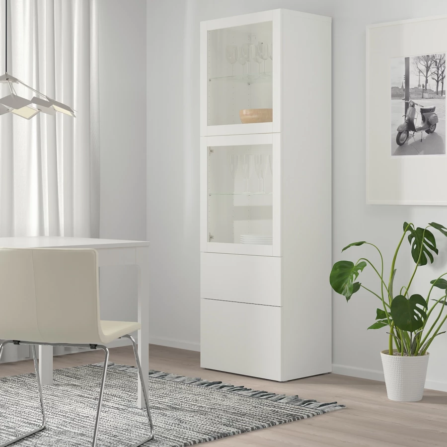 Комбинация для хранения - IKEA BESTÅ/BESTA/БЕСТО ИКЕА, 60x42x193 см, белый (изображение №6)
