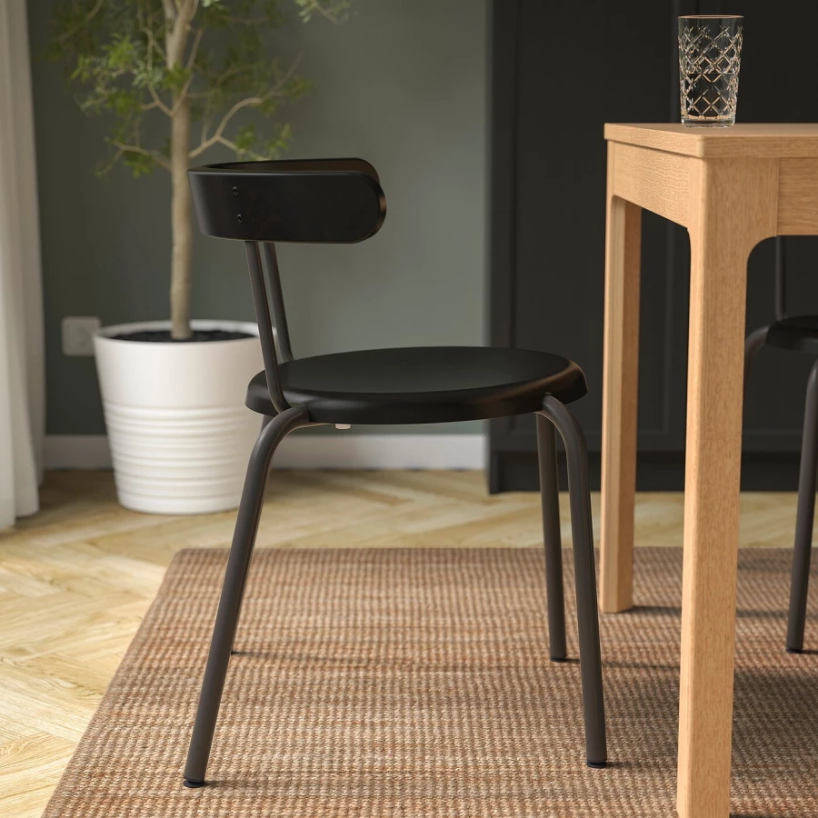 Деревянный стул - YNGVAR IKEA/ ИНГВАР ИКЕА, 71х53х51 см, черный (изображение №4)