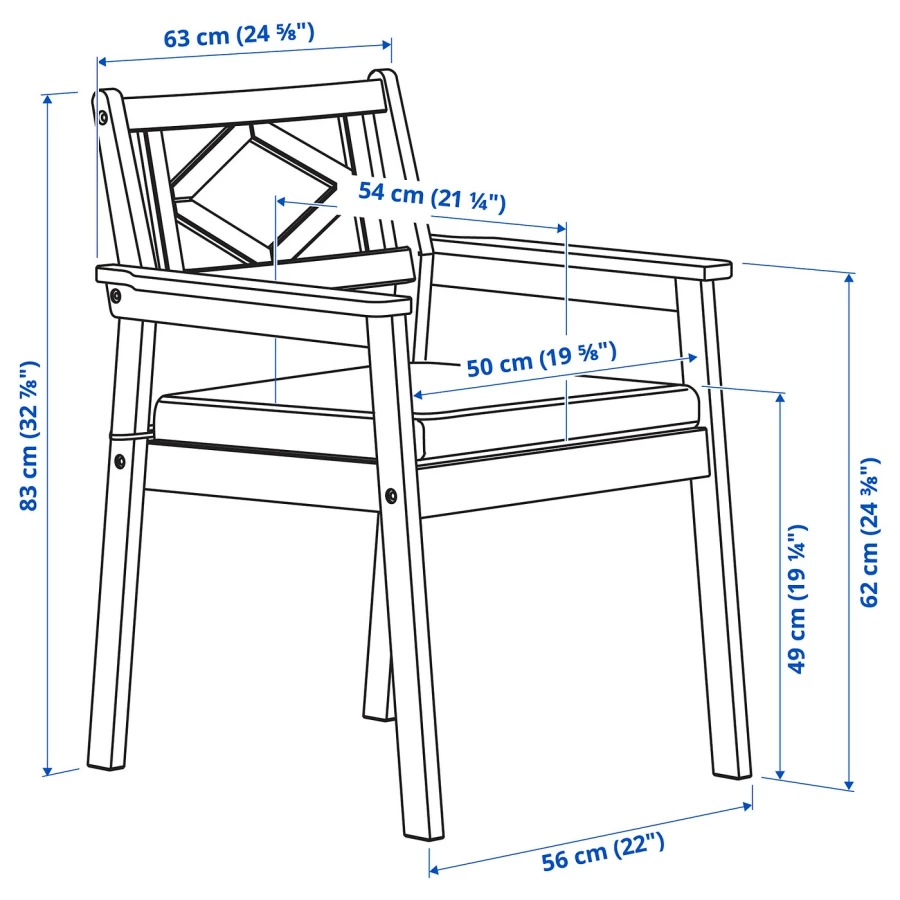 Стол + 4 стула - BONDHOLMEN IKEA/ БОНДХОЛЬМЕН ИКЕА, 115х75 см, белый (изображение №4)