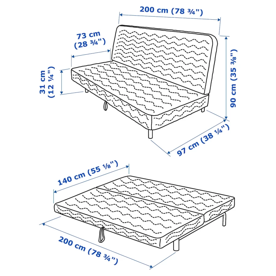 Диван-кровать 3-х местный - IKEA NYHAMN, 200x90см, черный, НИХАМН ИКЕА (изображение №6)