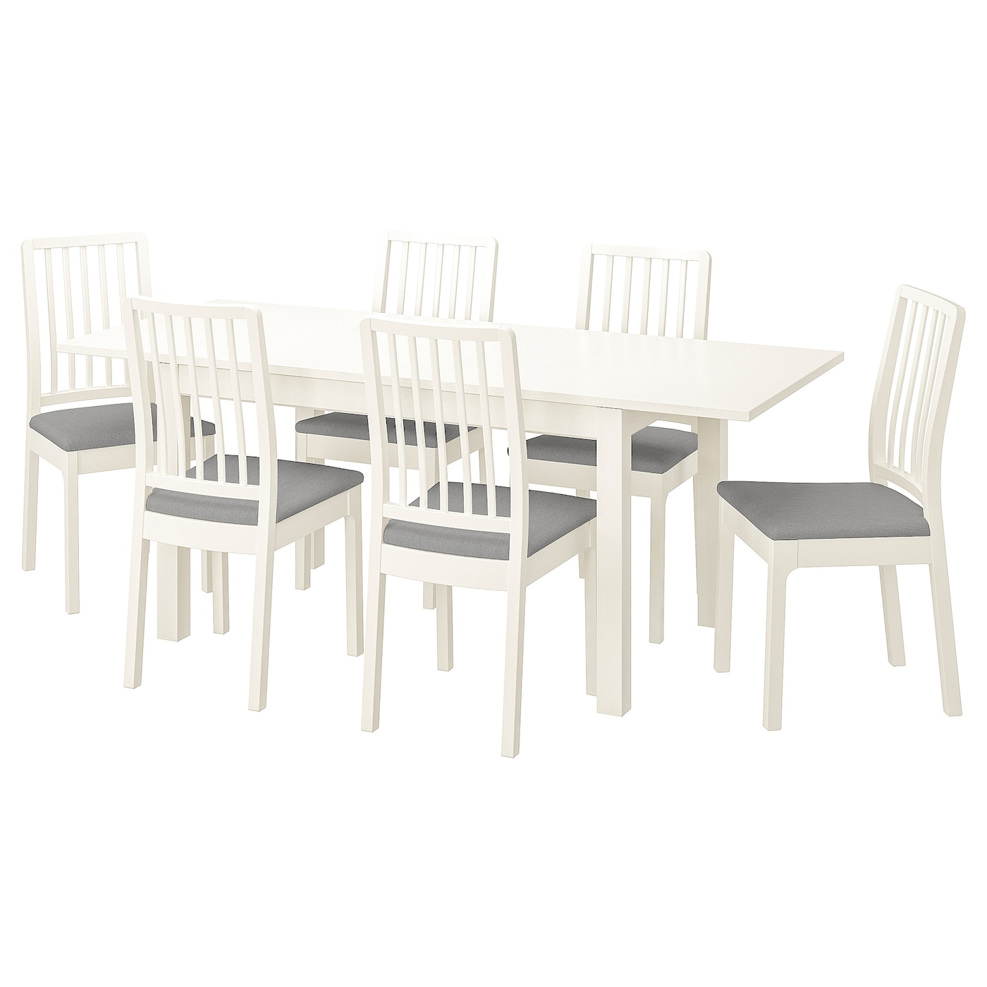 Стол и 6 стульев - IKEA EKEDALEN/LANEBERG/ЭКЕДАЛЕН/ЛАНЕБЕРГ ИКЕА, 130х190x80 см, белый/серый