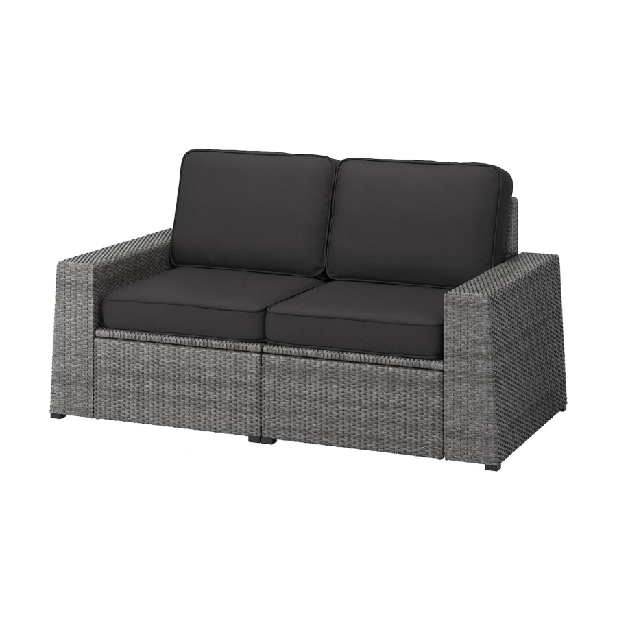 2-местный модульный диван - IKEA SOLLERÖN/SOLLERON/СОЛЛЕРОН ИКЕА, 90х82х161 см, черный/серый (изображение №1)