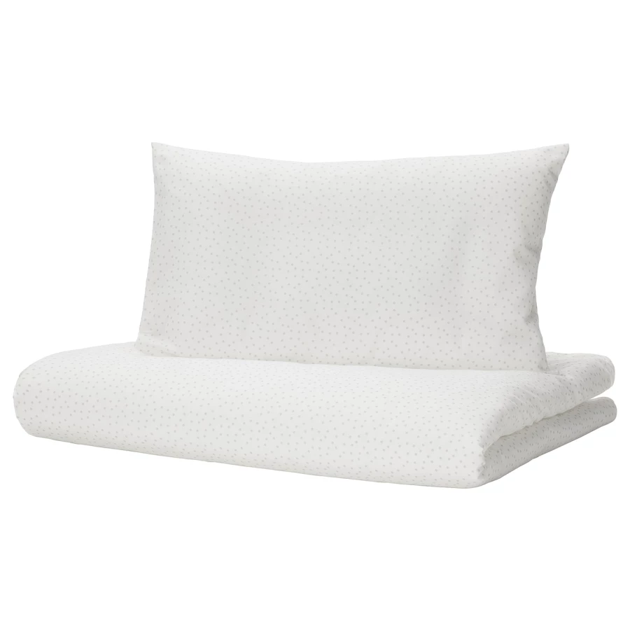 Пододеяльник/наволочка для детской кроватки - LEN  IKEA/ ЛЕН ИКЕА, 110x125/35x55  см, белый (изображение №1)