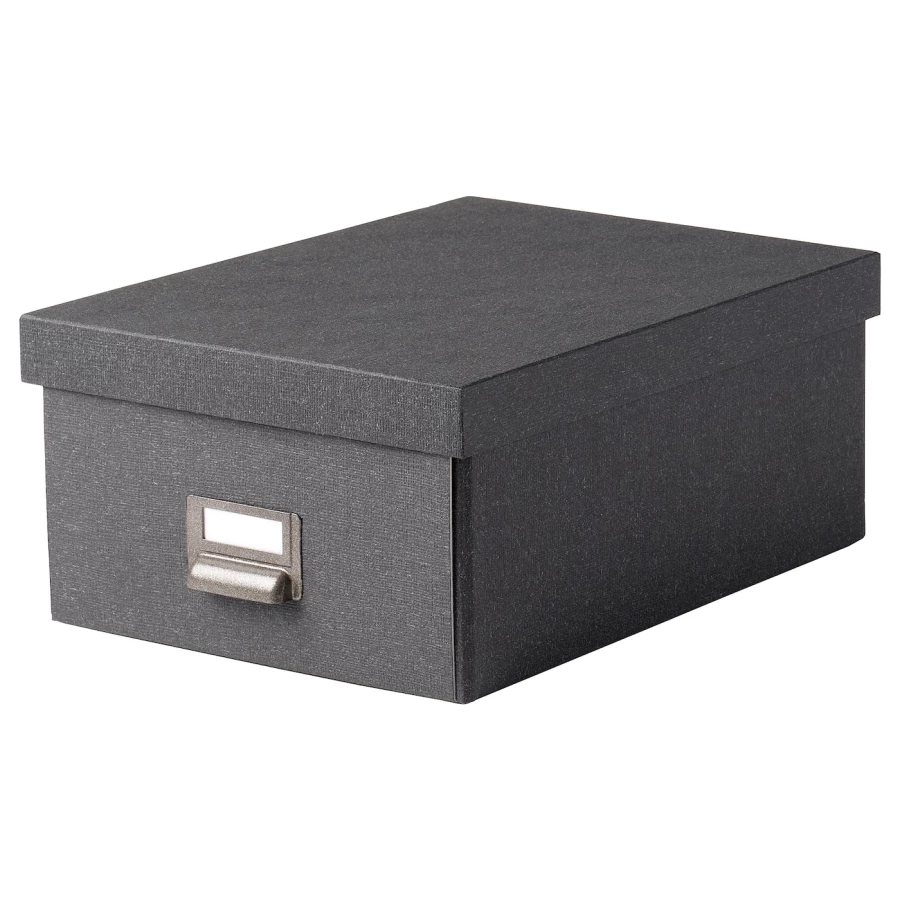 Коробка с крышкой - TJOG IKEA/ЧУГ ИКЕА, 36х25х15 см,  черный (изображение №1)