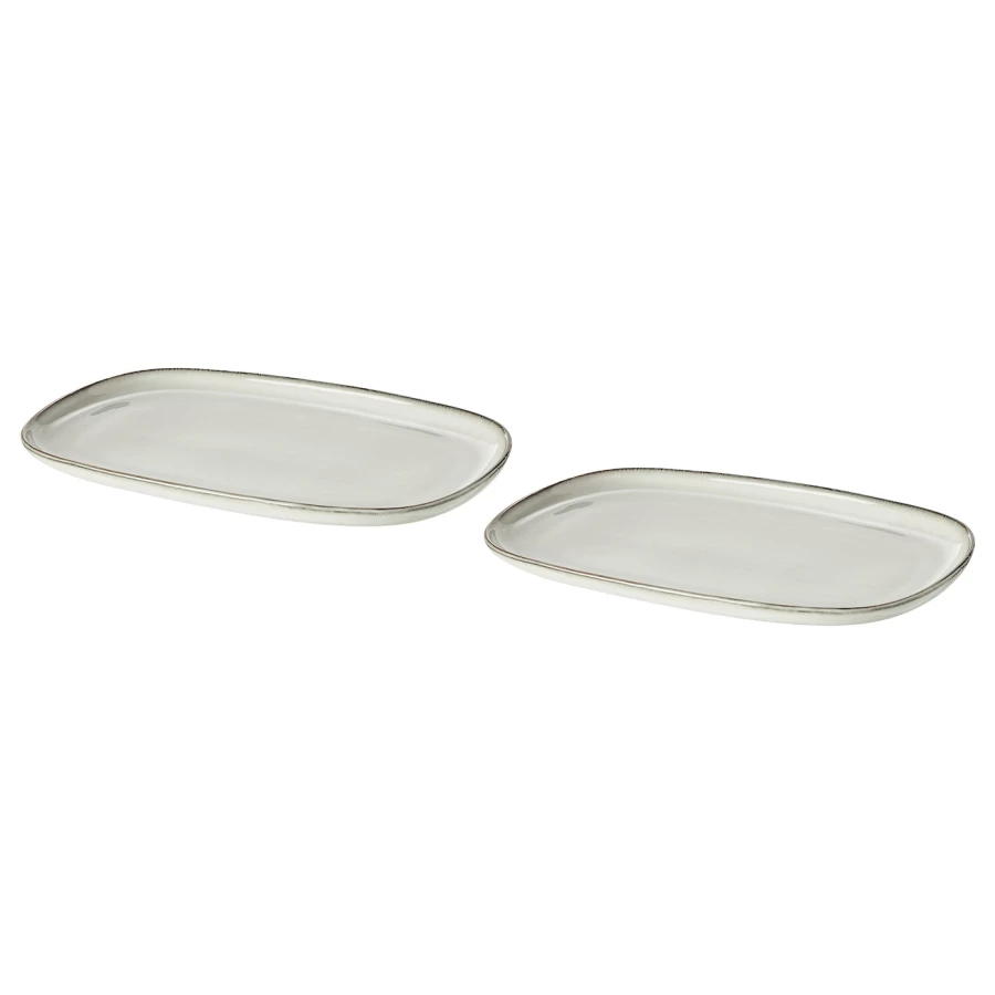 Набор тарелок, 2 шт. - IKEA GLADELIG, 20х13 см, серый, ГЛАДЕЛИГ ИКЕА (изображение №1)