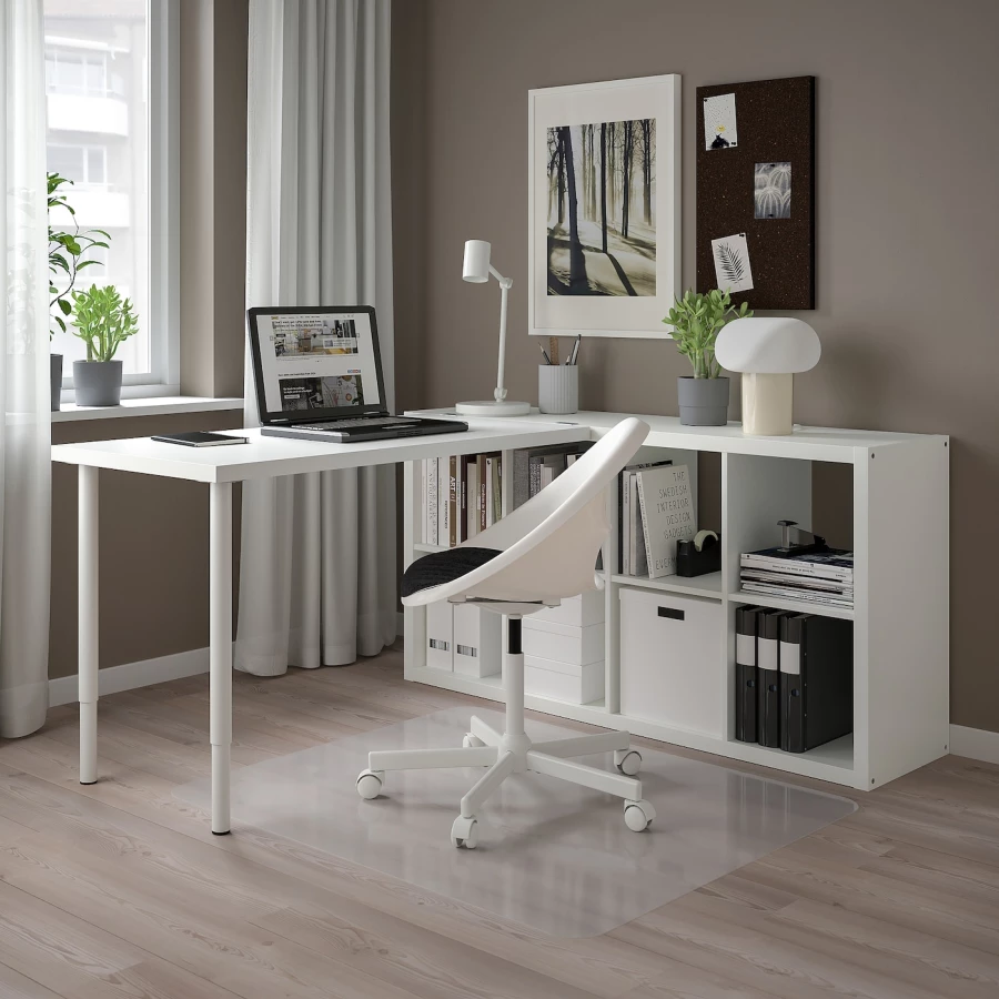 Письменный стол с книжной полкой 8 ячеек - IKEA LAGKAPTEN/KALLAX, белый, ЛАГКАПТЕН/КАЛЛАКС ИКЕА (изображение №2)