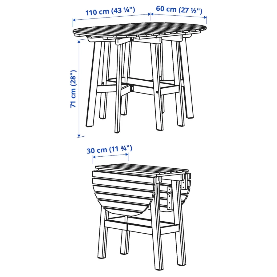 Стол с подставкой - IKEA ASKHOLMEN/АСХОЛЬМЕН ИКЕА, 71х110х70 см, коричневый (изображение №4)